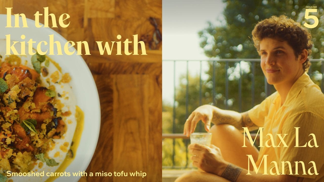 max la manna zero food waste smooshed carrots with miso tofu pangrattato recipe